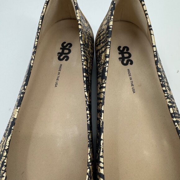 SAS Scenic Black & Gold Textured Leather Ballet Flats Size 8M - Picture 9 of 9